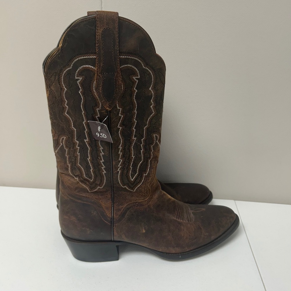 J.B. Dillon Western Boots Mens 9.5D Brown Goat Leather JBM3205 Stitching - Picture 6 of 9